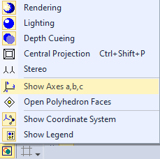 Screenshot of Picture Settings menu with Show Axes a,b,c highlighted