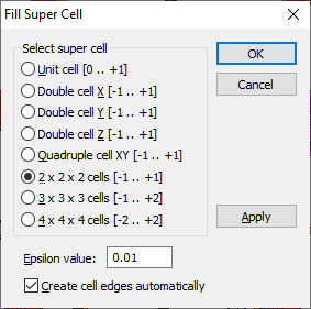 Fill Super Cell dialog