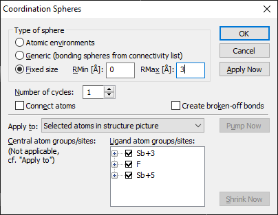 Define fixed sphere in dialog
